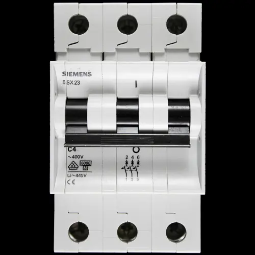 SIEMENS 4 AMP CURVE C 6kA TRIPLE POLE MCB CIRCUIT BREAKER 5SX23 5SX2