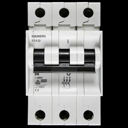 SIEMENS 6 AMP CURVE D 6kA TRIPLE POLE MCB CIRCUIT BREAKER 5SX23 5SX2