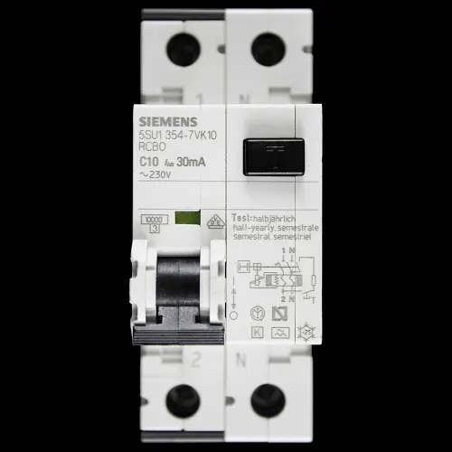 SIEMENS 10 AMP CURVE C 10kA 30mA DOUBLE POLE RCBO TYPE A 5SU1 354-7VK10