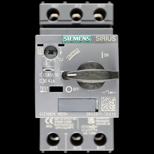 SIEMENS 2.2-3.2 AMP MOTOR PROTECTION CIRCUIT BREAKER 3RV2011-1DA10