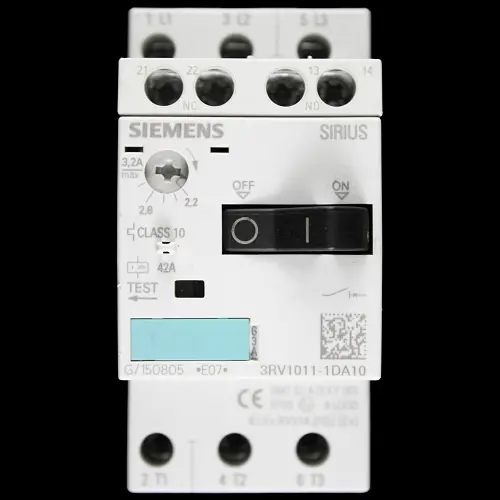 SIEMENS 2.2-3.2 AMP MOTOR PROTECTION CIRCUIT BREAKER 3RV1011-1DA10