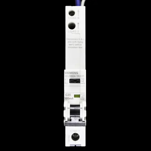 SIEMENS 25 AMP CURVE C 10kA 300mA RCBO TYPE AC 5SU9604-1KK25