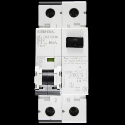 SIEMENS 16 AMP CURVE C 10kA 30mA DOUBLE POLE RCBO TYPE AC 5SU1 354-1KK16