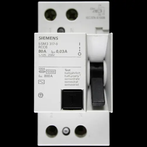 SIEMENS 80 AMP 30mA DOUBLE POLE RCCB RCD TYPE AC 5SM3 317-0