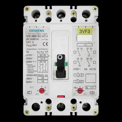 SIEMENS 100 AMP 40kA TRIPLE POLE MCCB 3VF3 3VF3111-1BS41-0AA0