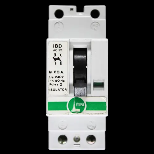 STEEPLE 80 AMP DOUBLE POLE MAIN SWITCH DISCONNECTOR IBD