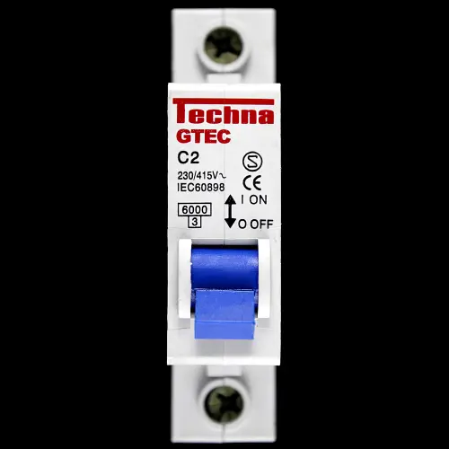 TECHNA 2 AMP CURVE C 6kA MCB CIRCUIT BREAKER GTEC GTEC1C02