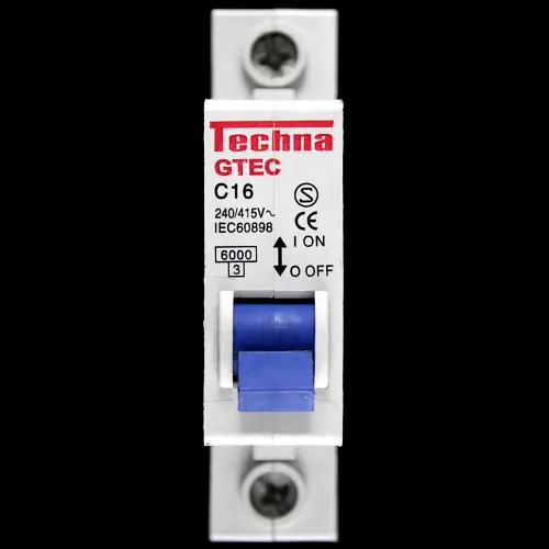 TECHNA 16 AMP CURVE C 6kA MCB CIRCUIT BREAKER 240/415V GTEC GTEC1C16