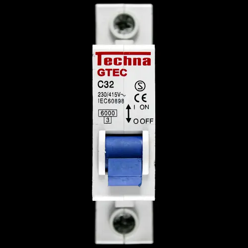 TECHNA 32 AMP CURVE C 6kA MCB CIRCUIT BREAKER GTEC GTEC1C32