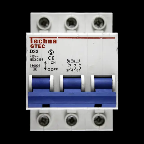 TECHNA 32 AMP CURVE D 6kA TRIPLE POLE MCB CIRCUIT BREAKER GTEC GTEC3D32