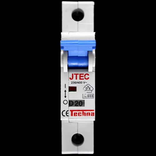 TECHNA 20 AMP CURVE D 10kA MCB CIRCUIT BREAKER JTEC JTEC1D20