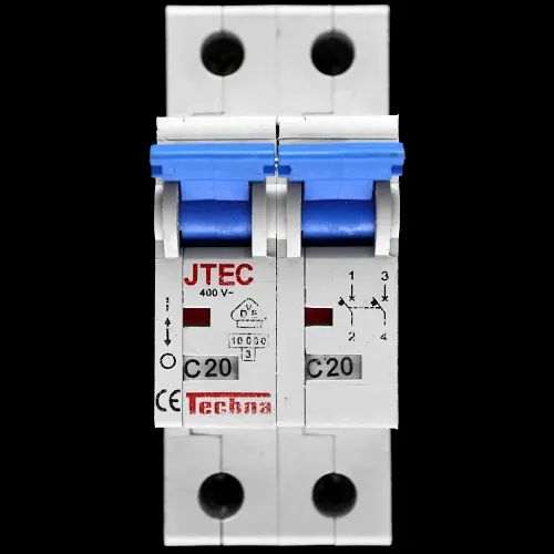 TECHNA 20 AMP CURVE C 10kA DOUBLE POLE MCB CIRCUIT BREAKER JTEC JTEC2C20