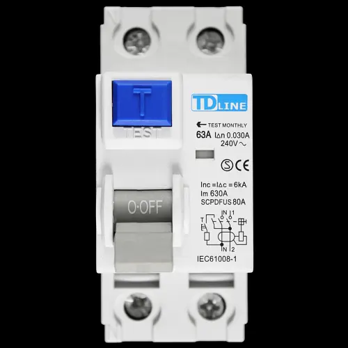 TD LINE 63 AMP 30mA DOUBLE POLE RCD SCPDFUS