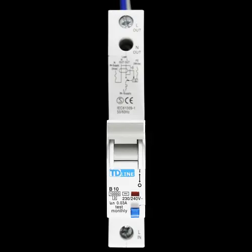 TD LINE 10 AMP CURVE B 10kA 30mA RCBO TYPE AC TDRCBO