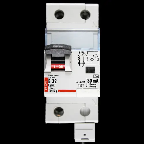 TENBY 32 AMP CURVE B 6kA 30mA DOUBLE POLE RCBO TYPE AC RB632