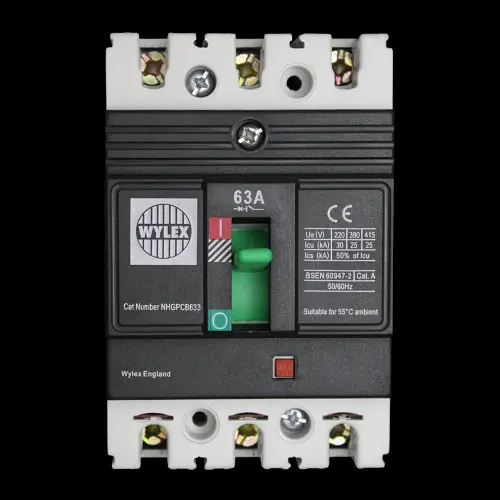 WYLEX 63 AMP 25kA TRIPLE POLE MCCB NHGPCB633