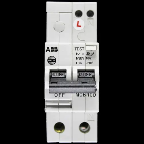 ABB WYLEX 16 AMP CURVE C 6kA 30mA DOUBLE POLE RCBO MCB RCD TYPE AC NSBS 16/2