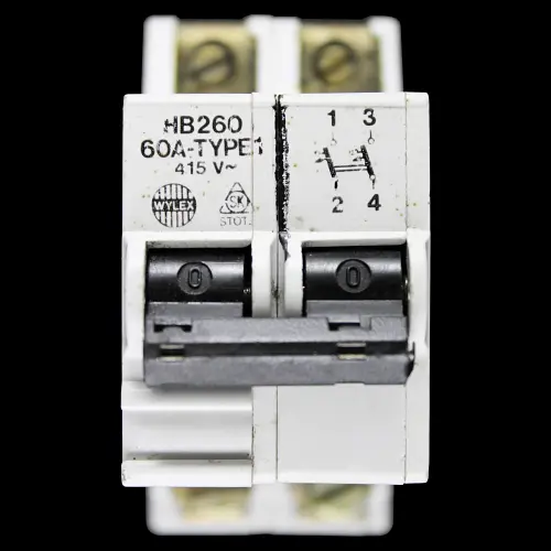 WYLEX 60 AMP TYPE 1 M6 DOUBLE POLE MCB CIRCUIT BREAKER HB260 STOTZ